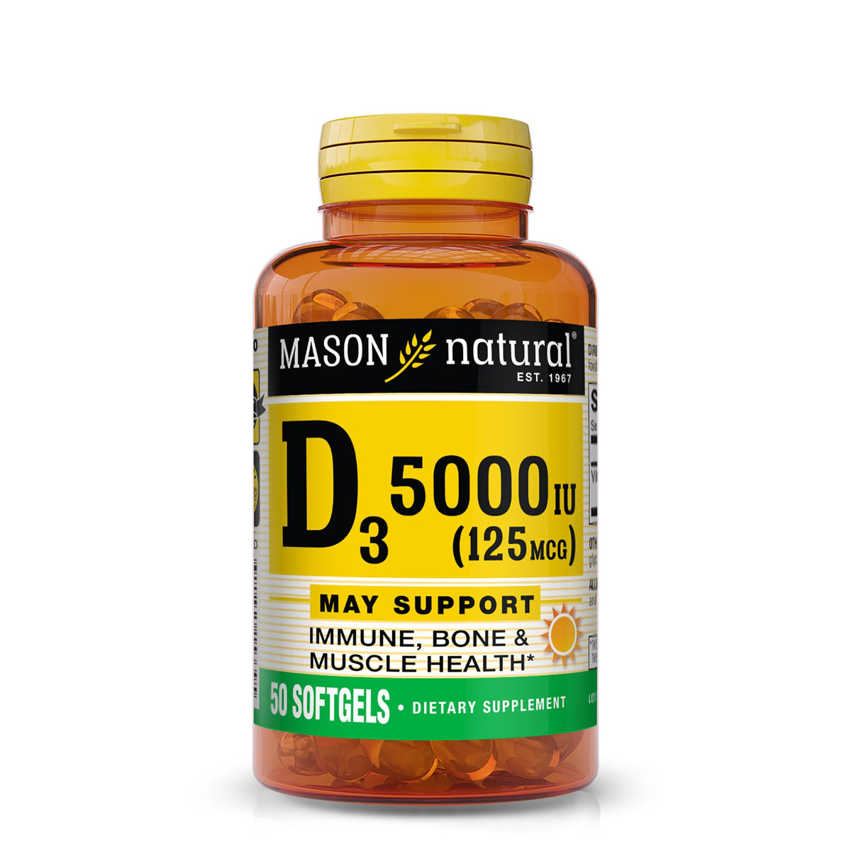 MASON NATURAL Vitamin D3 5000 IU - 50 Softgels
