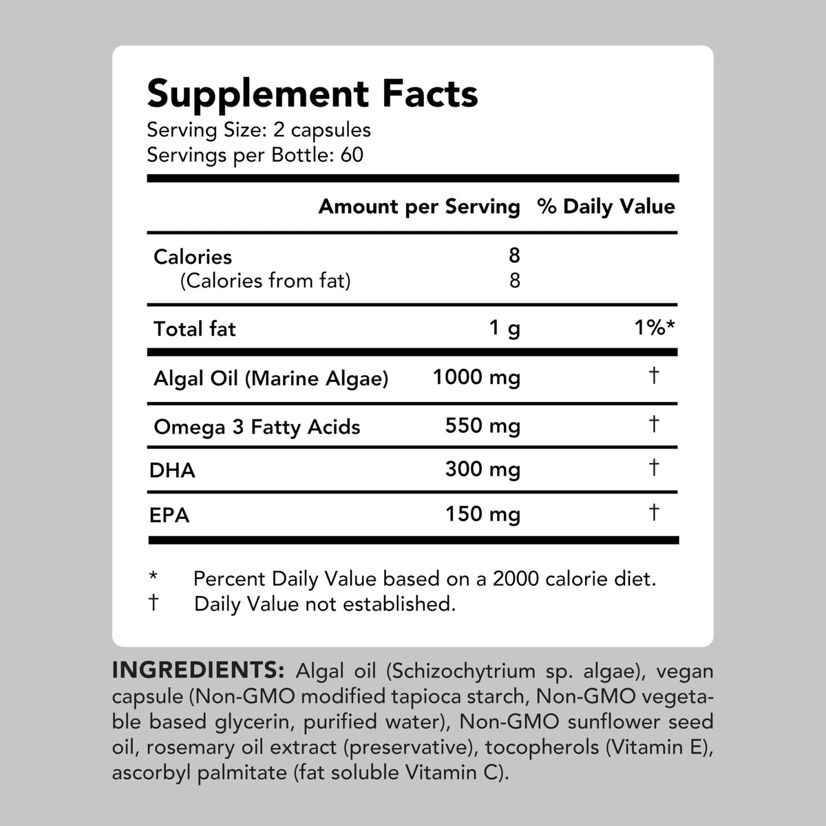 AMANDEAN Vegan Omega-3 Algal Oil DHA EPA Softgels - 120 Count - image 5