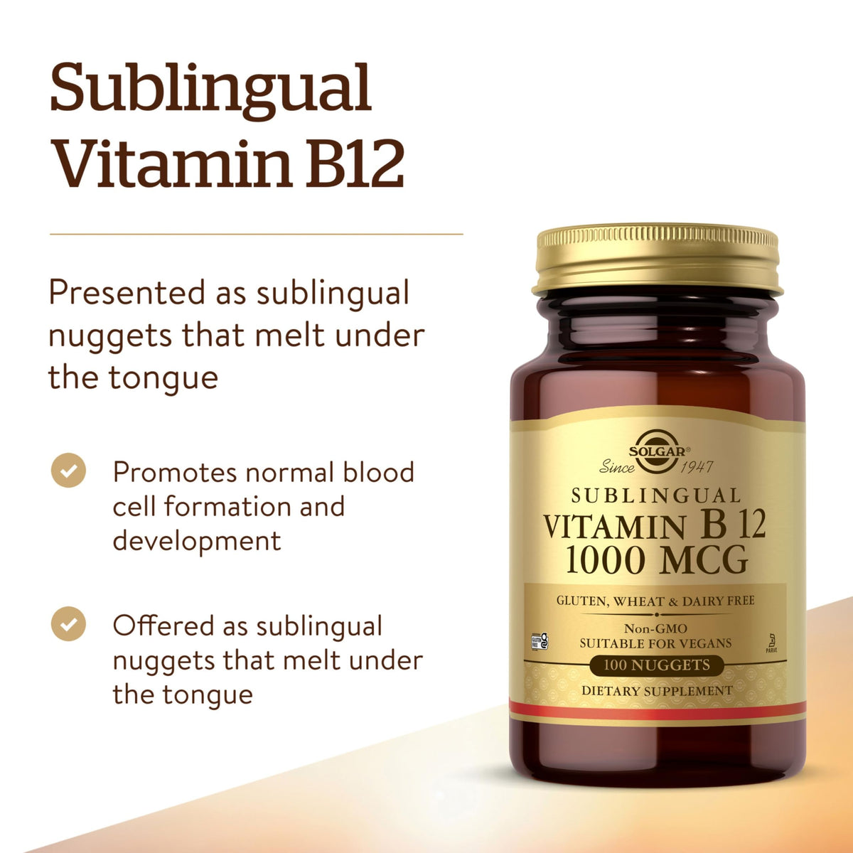 Solgar Vitamin B12 1000 mcg, 250 Nuggets