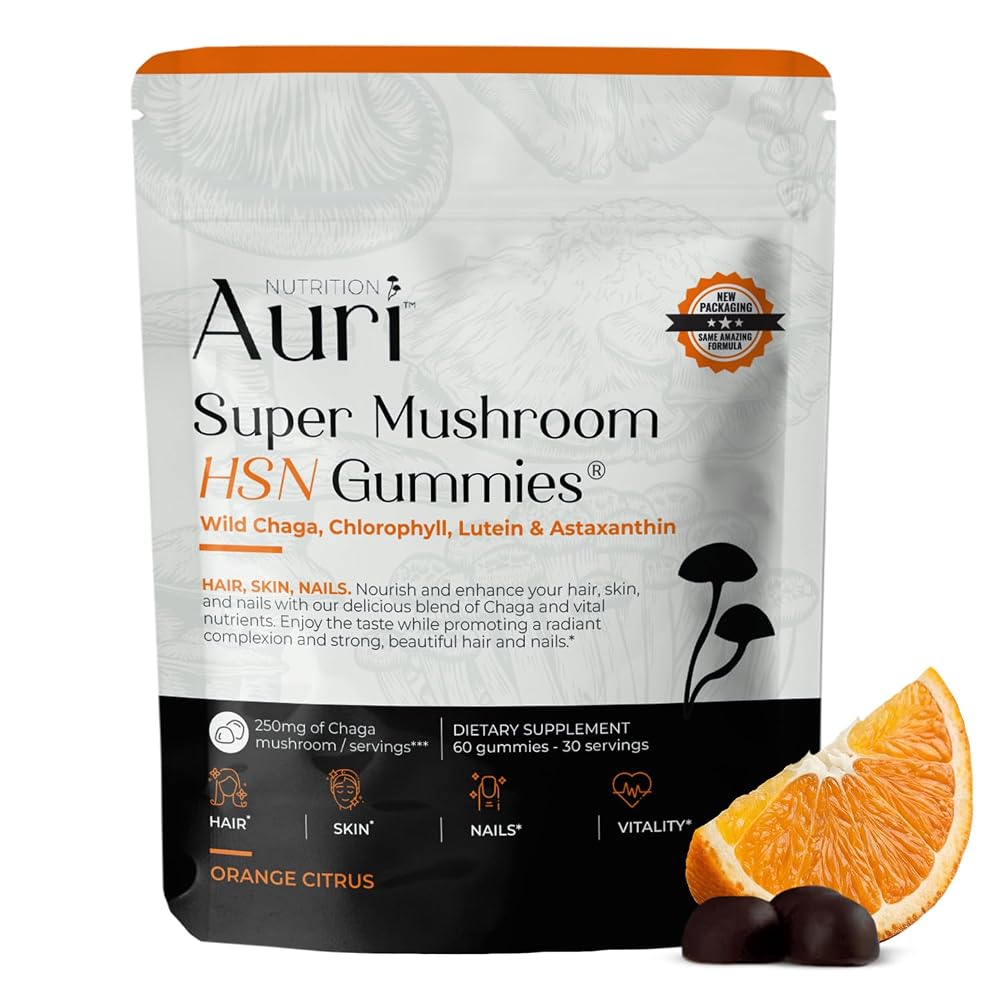Auri Super Mushroom HSN Gummies for Hair, Skin & Nails - 60 Gummies