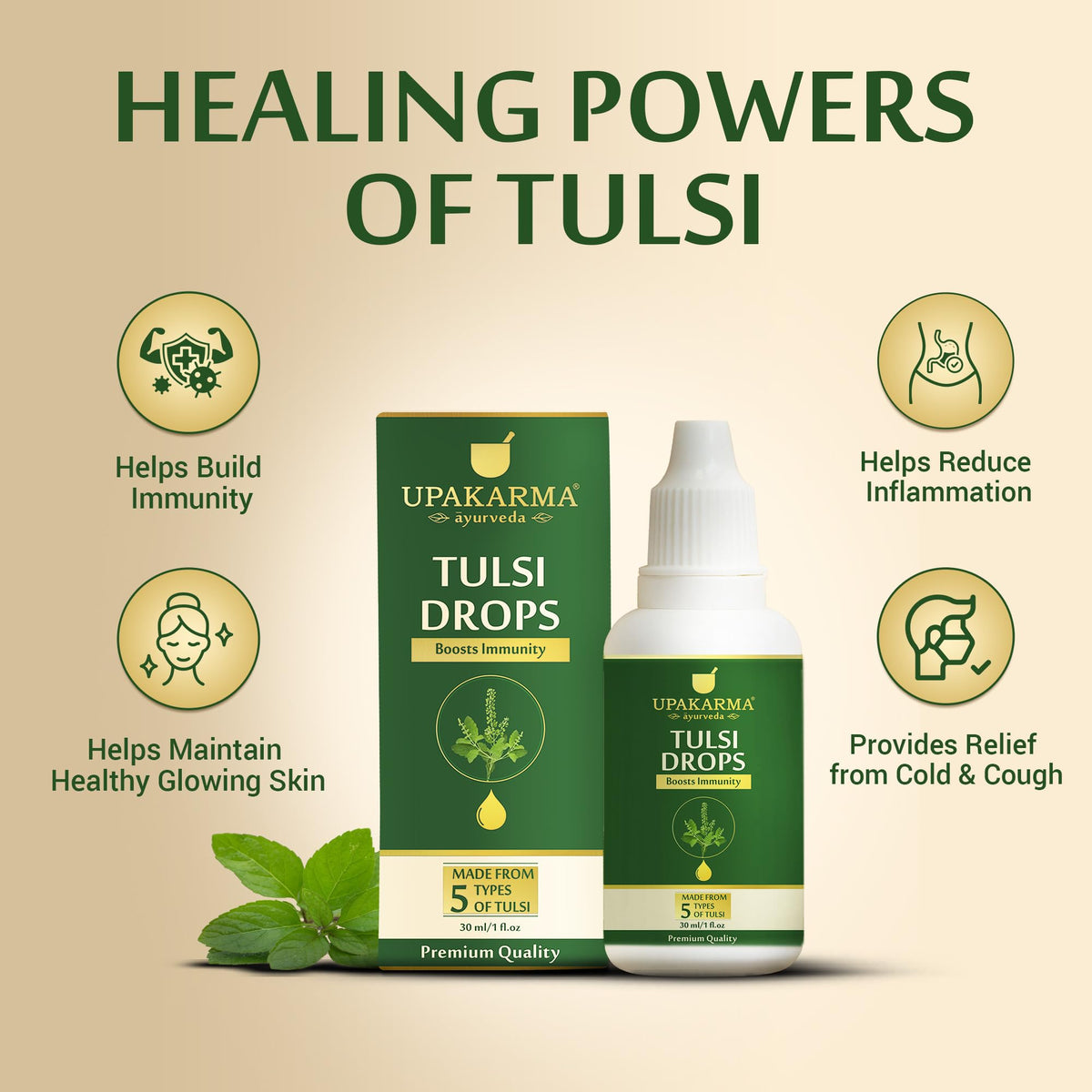 UPAKARMA Ayurveda 5 Types Holy Basil Tulsi Extract Drops - 30ml - image 4