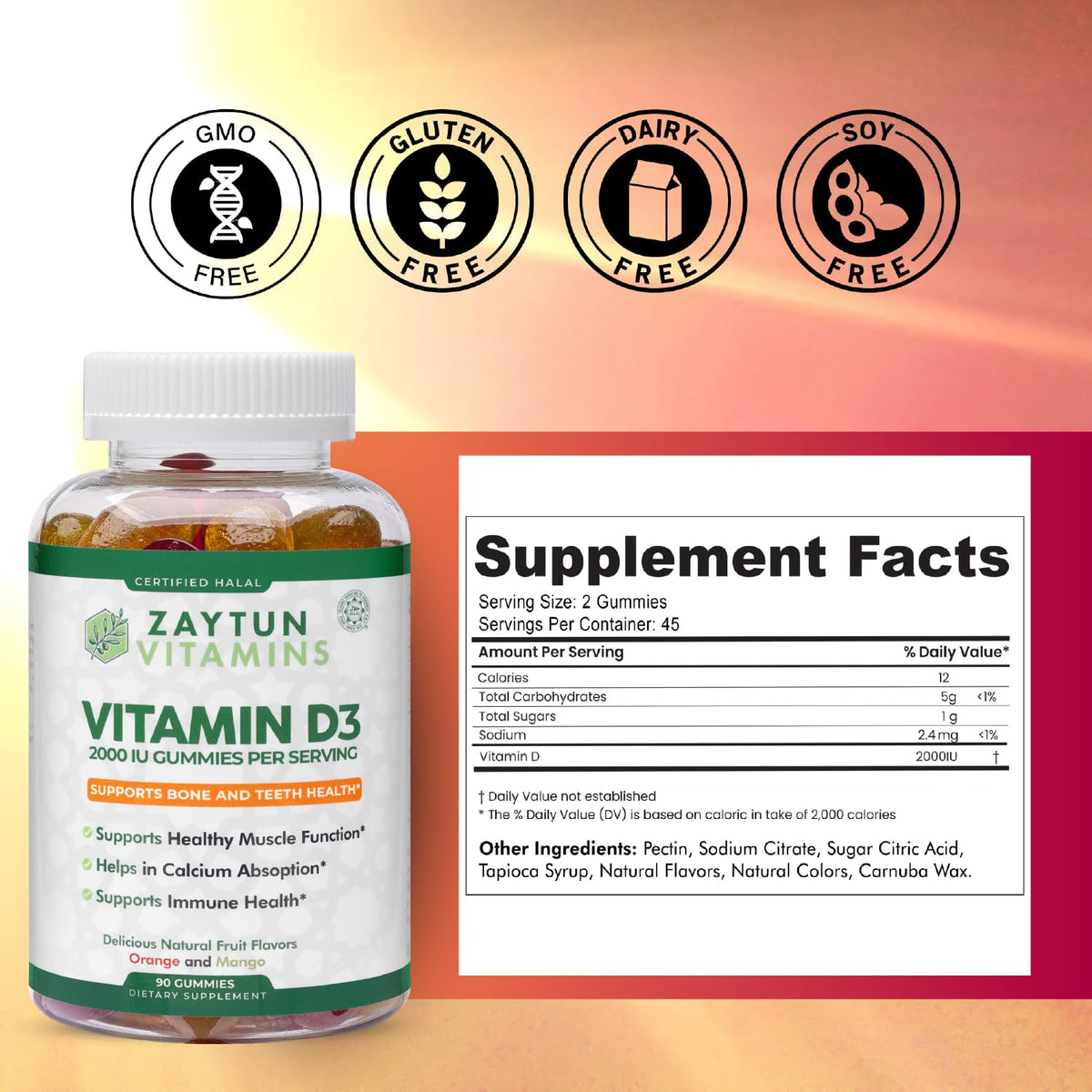 Zaytun Halal Vitamin D3 2000 IU Gummies