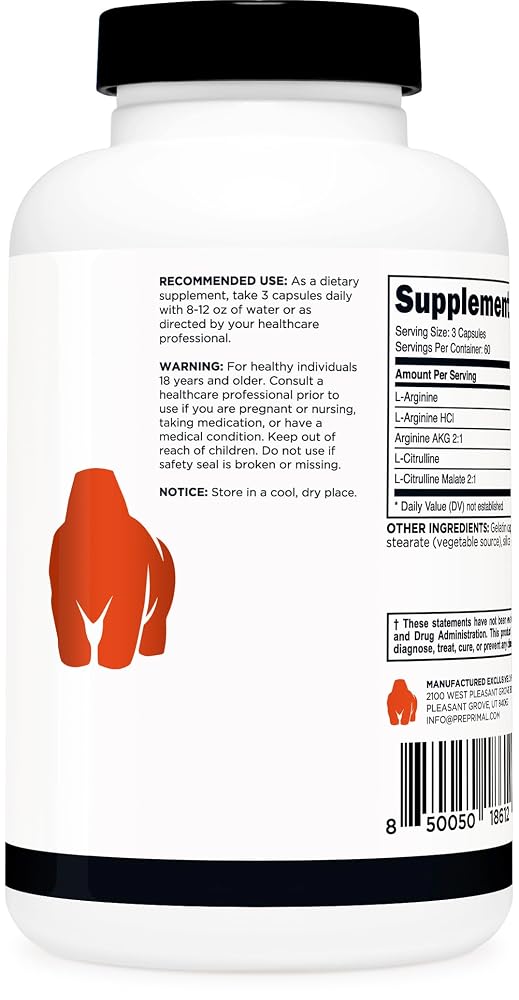 Primal Nitric Oxide Booster 2250mg - 180 Capsules - image 3