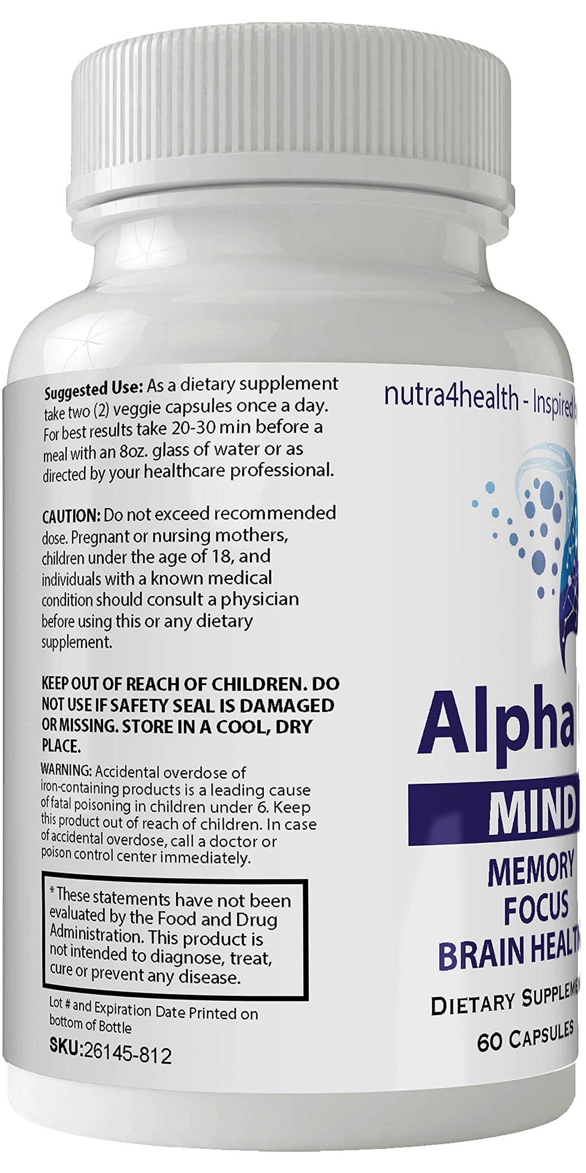 Nutra4health Alpha IQ Mind Brain Focus Memory Nootropic - 60 Capsules - image 3