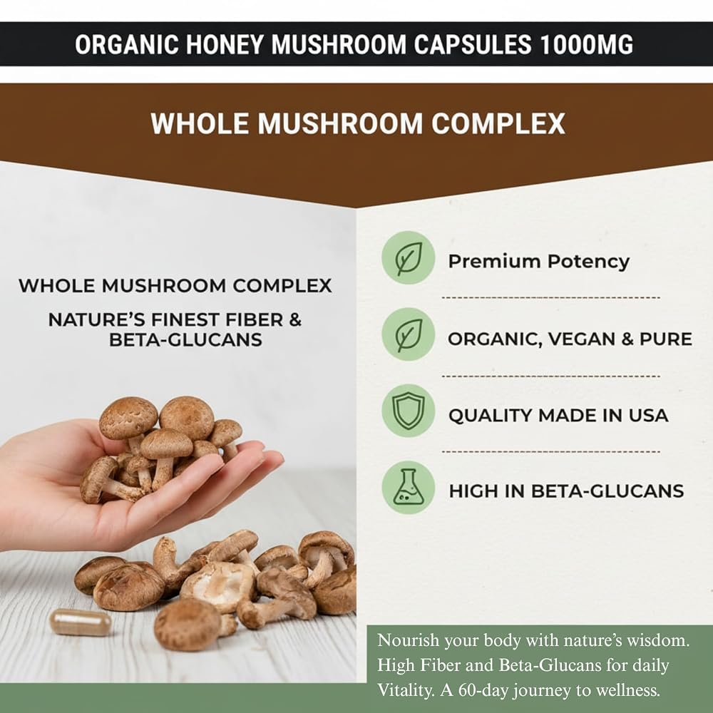Mn Mother Nature Honey Mushroom Supplement 1000mg - 120 Capsules - image 4