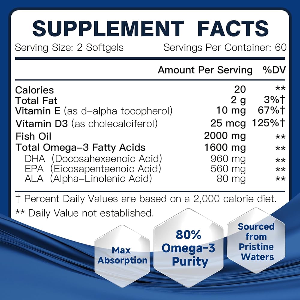 DRFOSTER Advanced Omega-3 Fish Oil 2000mg with DHA, EPA & ALA - 120 Softgels - image 2
