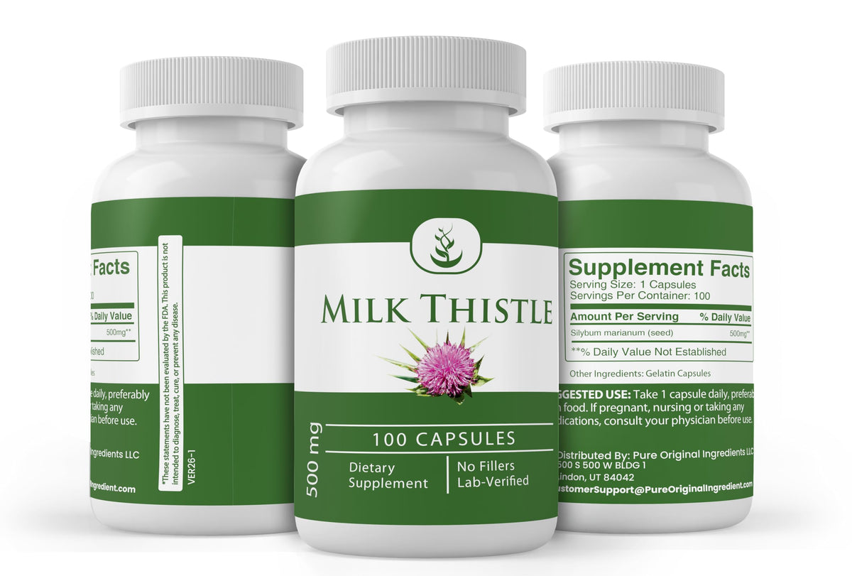 PURE ORIGINAL INGREDIENTS Milk Thistle No Magnesium Or Rice Fillers