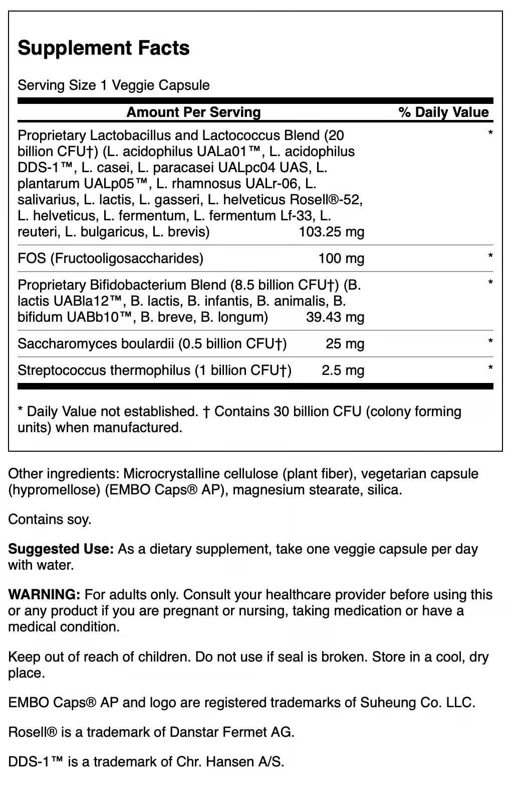 Swanson Ultra Probiotic Complex 30 Billion Cfu