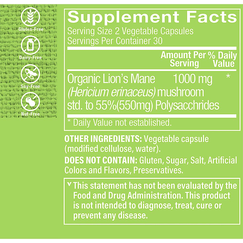 The Vitamin Shoppe Lion's Mane Nootropic Mushroom Formula