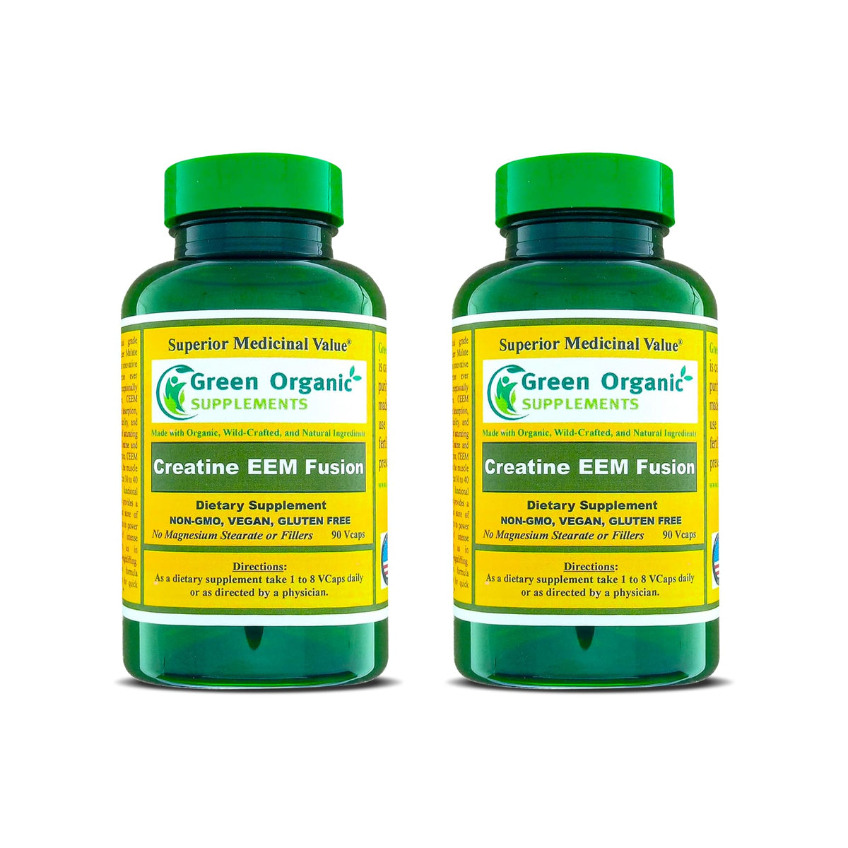Green Organic Supplements Creatine EEM Fusion, 90 Vegetarian Capsules, High