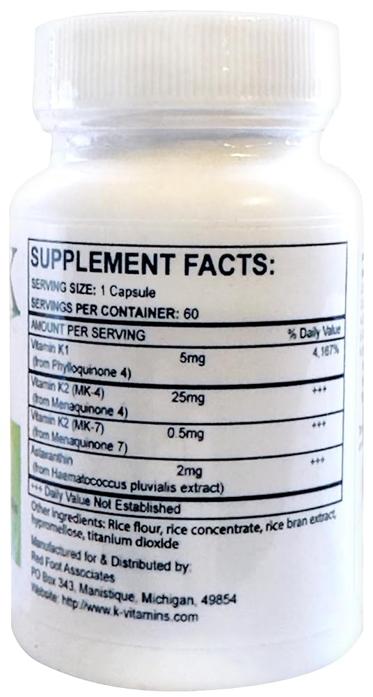 Koncentrated K Vitamin K1 & K2 with Astaxanthin - 60 Capsules - image 2