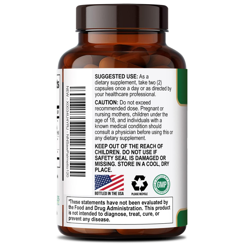 Nature's Nutrition Saw Palmetto for Men - 3X Strength Prostate Health