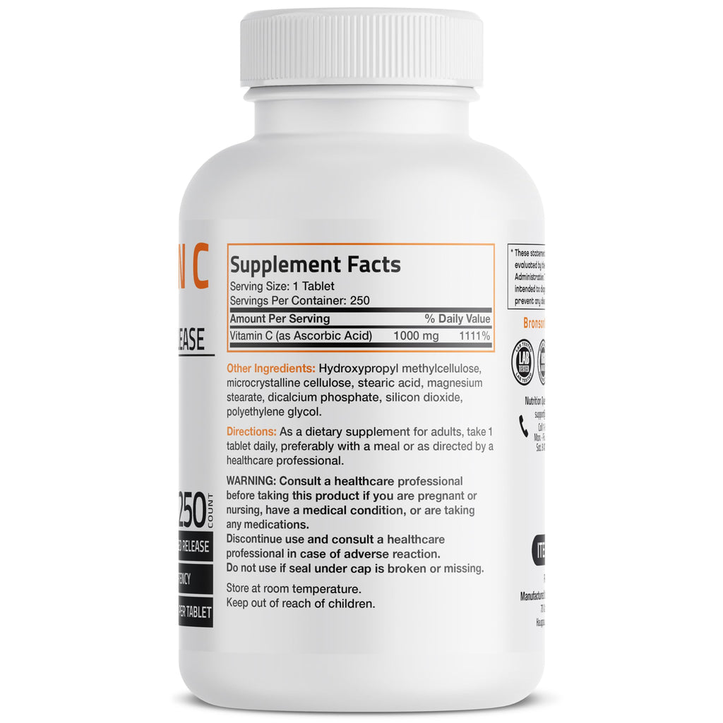 Bronson Vitamin C 1000 mg Sustained Release - 250 Tablets - image 2