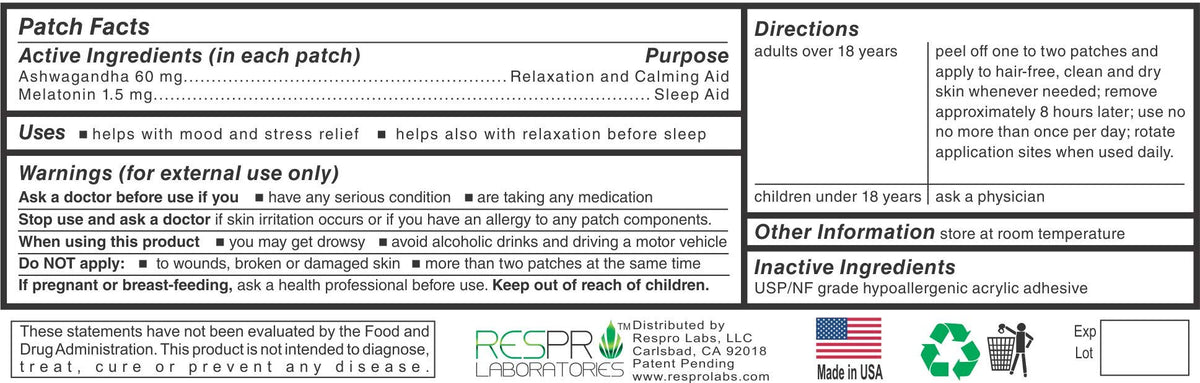 Respro Laboratories Ashwagandha Melatonin Patch - 24 Patches - image 2