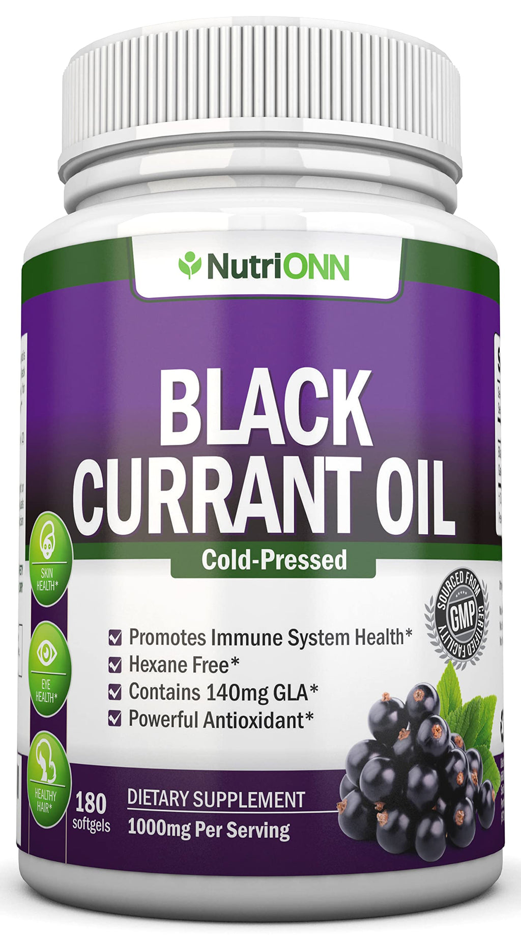 NutriONN Black Currant Oil 1000 mg - 180 Softgels