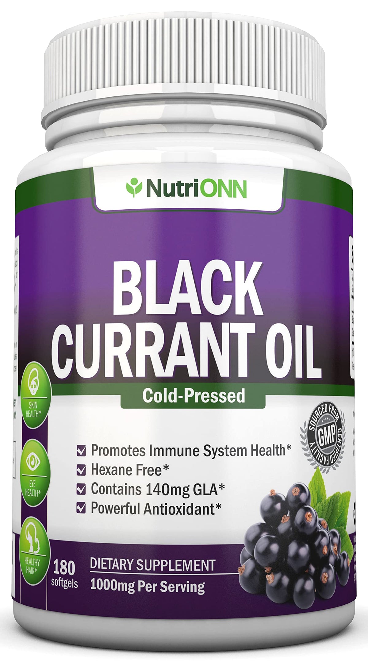NutriONN Black Currant Oil 1000 mg - 180 Softgels