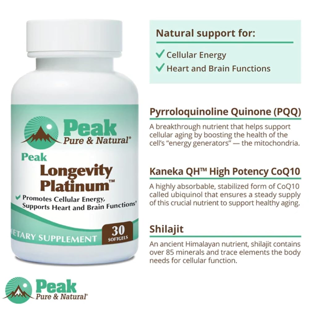 Peak Pure & Natural Platinum PQQ with CoQ10 - 30 Softgels - image 2