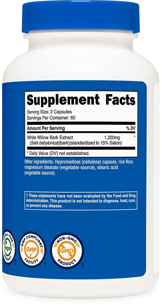 Nutricost White Willow Bark 1200 mg - 120 Capsules - image 5