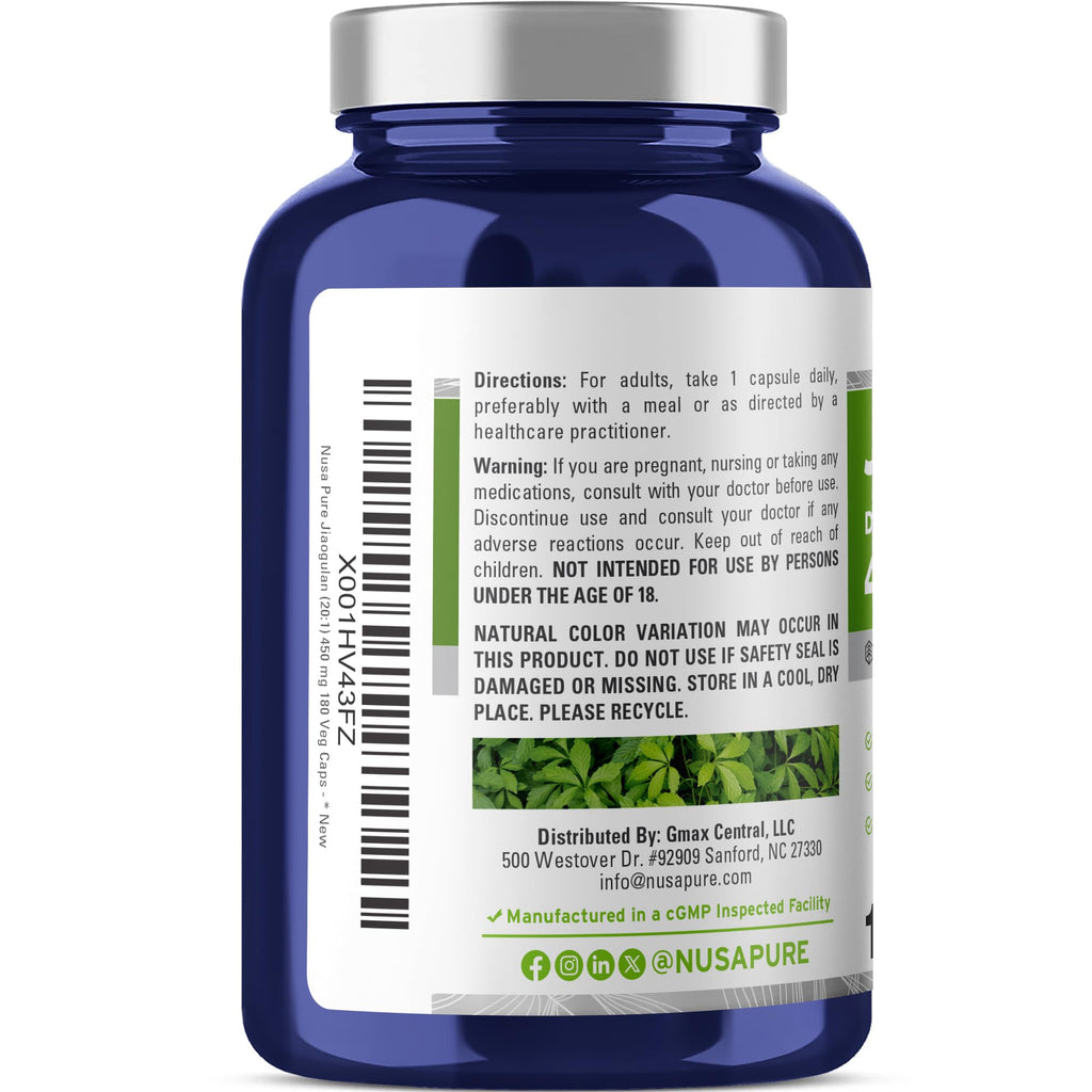 NusaPure Jiaogulan 450mg - 180 Vegetarian Capsules - image 3