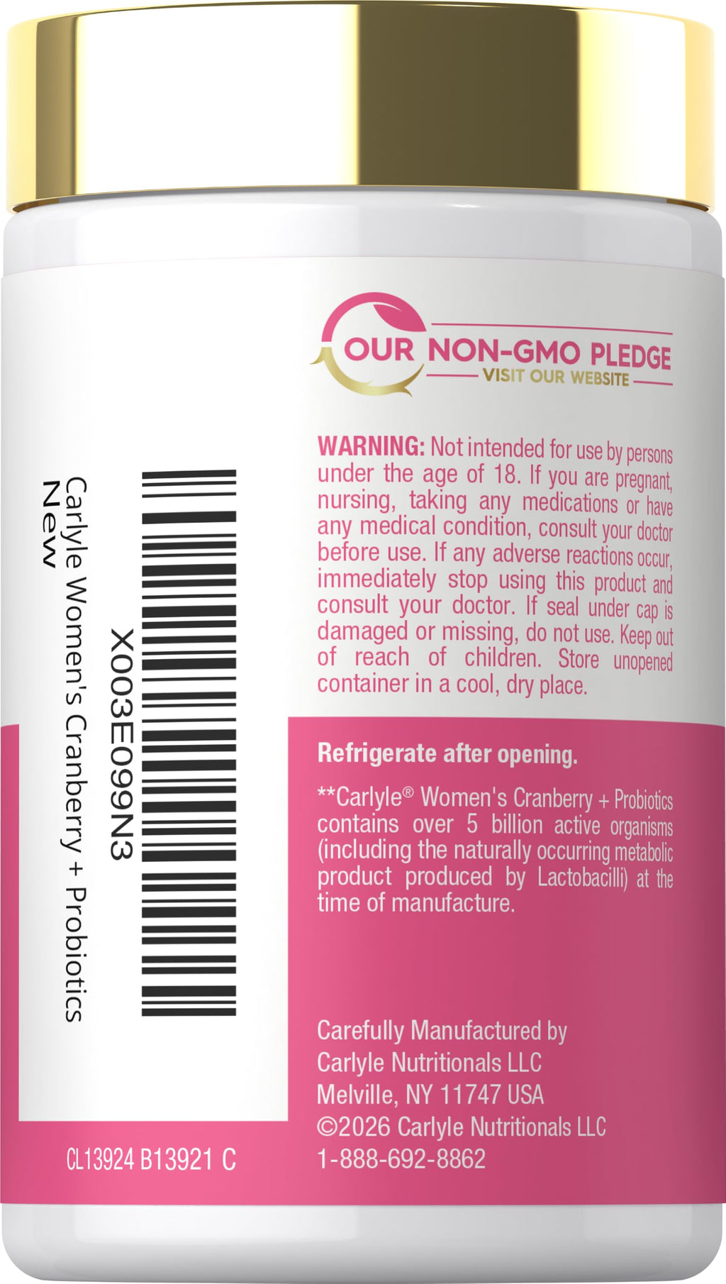 Carlyle Women's Cranberry Plus Probiotics - 120 Vegetarian Capsules - image 3