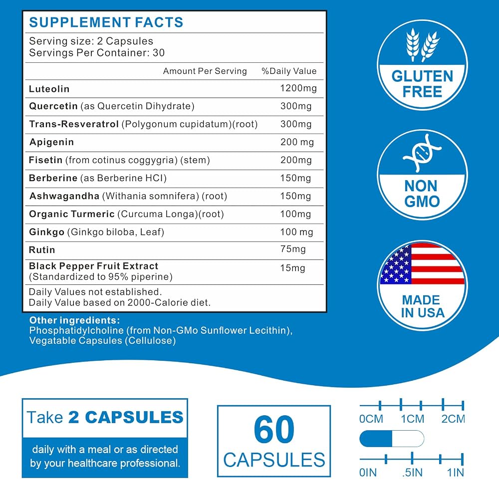 VITACRLLYNMN Liposomal Luteolin 1200mg Supplement - 60 Capsules - image 2