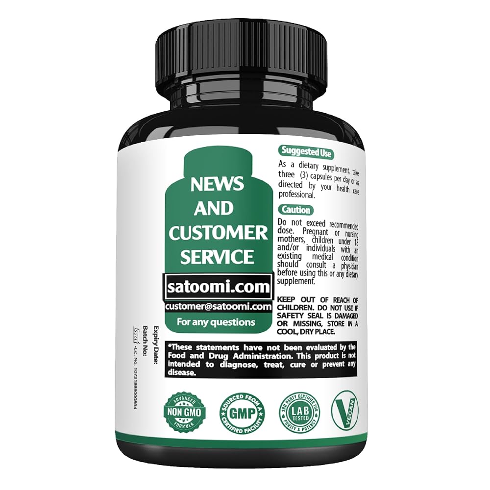 Satoomi Lions Mane Supplement with Ashwagandha and Ginkgo Biloba