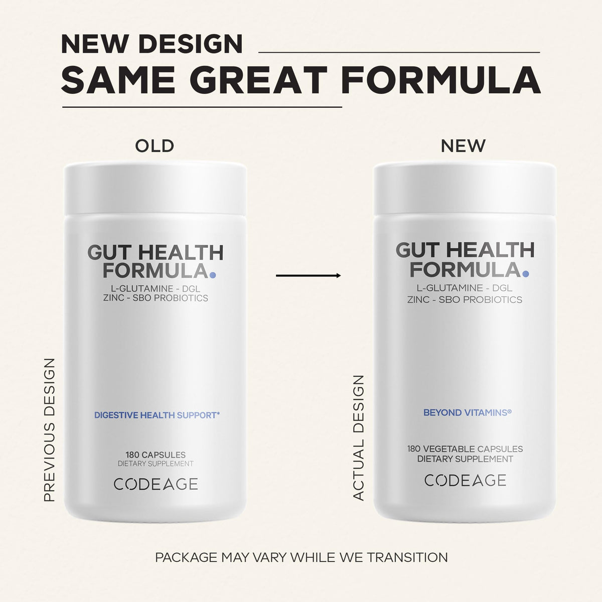 Codeage Gut Health L-Glutamine & Turkey Tail - 180 Capsules - image 3