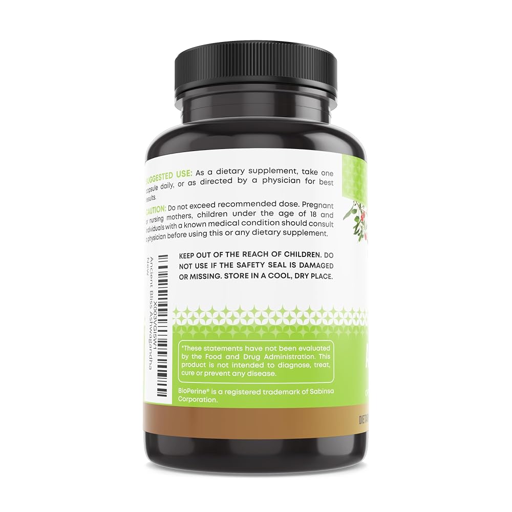 Ancient Bliss Ashwagandha with L-Theanine & Black Pepper - 60 Capsules - image 6