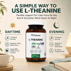 PRISTINE'S L-Theanine 200mg Capsules for Sleep & Calm Focus - 150 Count - image 3
