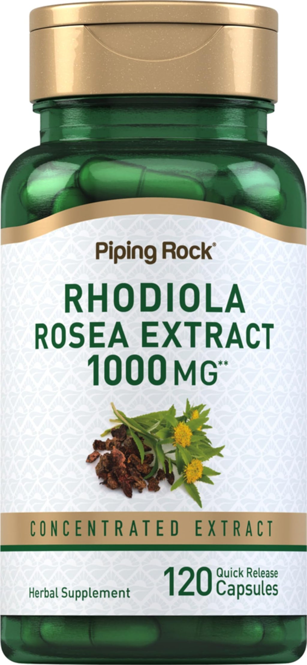 Piping Rock Rhodiola Rosea Supplement - 120 Capsules