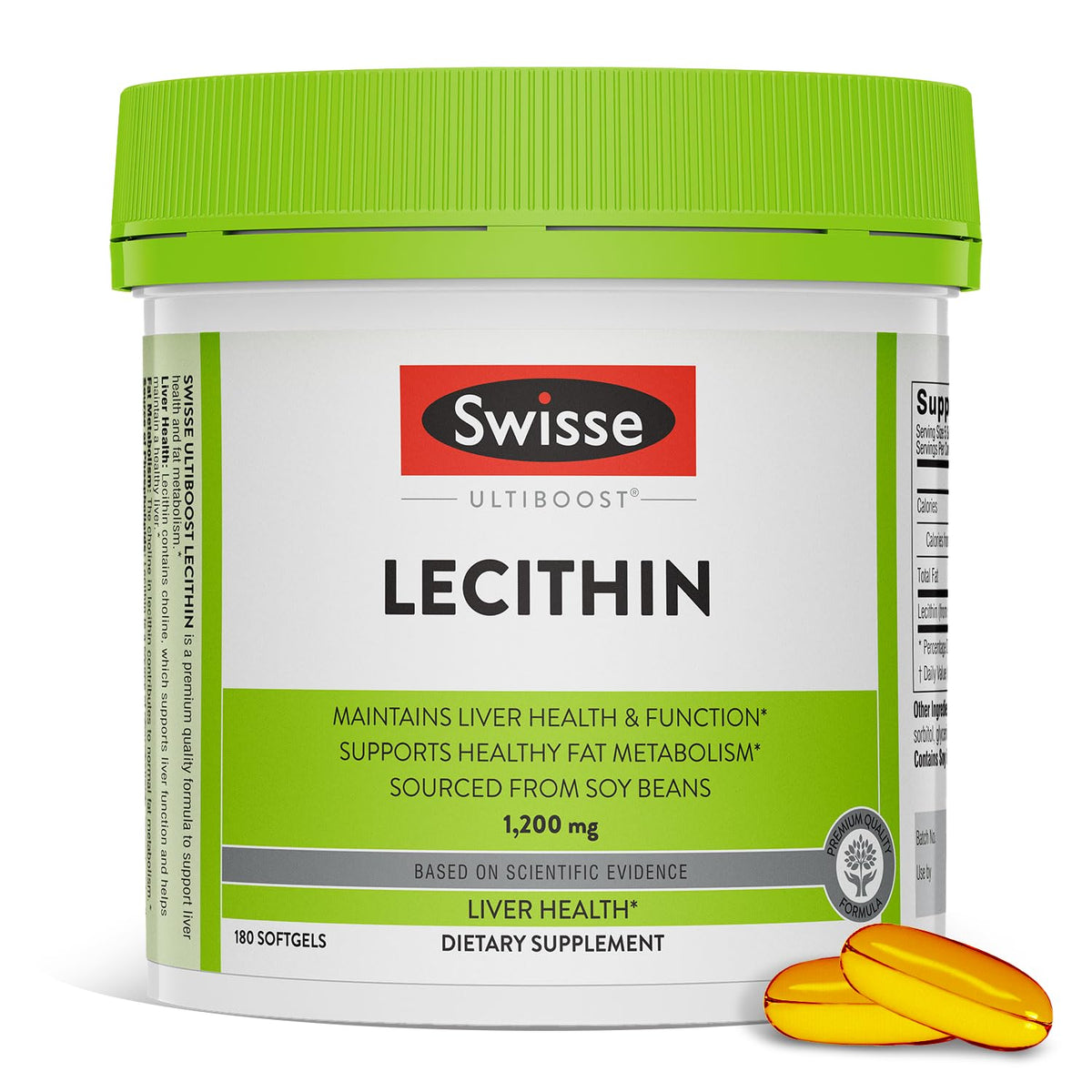 Swisse Soy Lecithin 1200mg Softgels for Liver Health - 180 Softgels