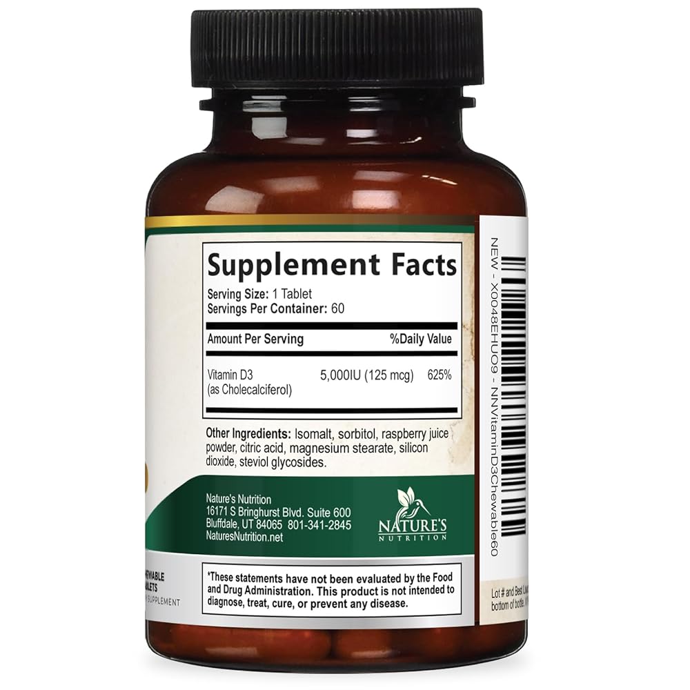 Nature's Nutrition Vitamin D3 5000 IU - Extra Strength Vitamin D