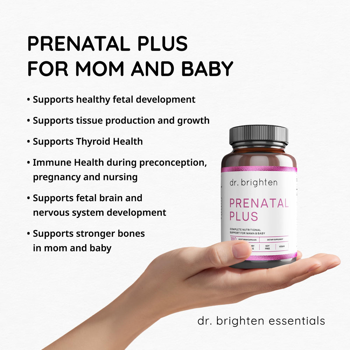 Dr. Brighten Prenatal Plus Women's Multivitamin - 180 Capsules - image 4