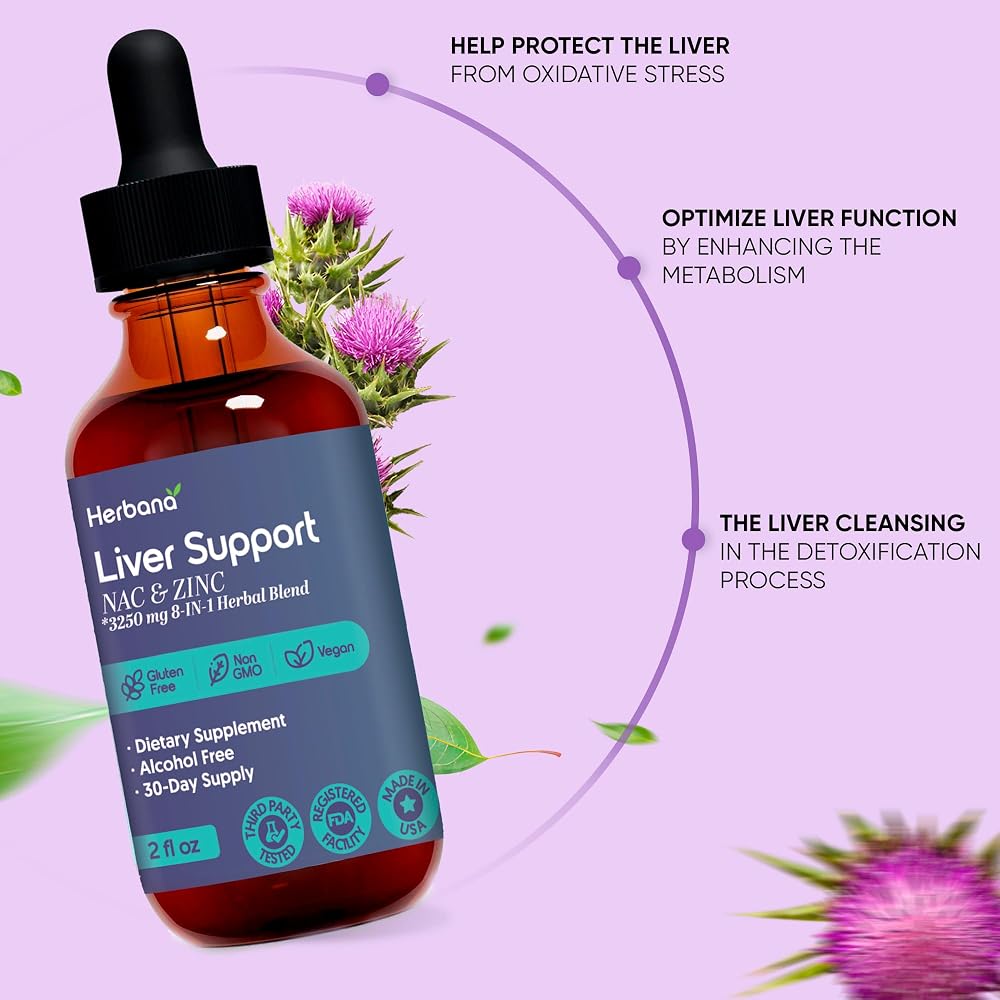 HERBANA MANUFACTURING Liver Support Liquid with NAC and Zinc High