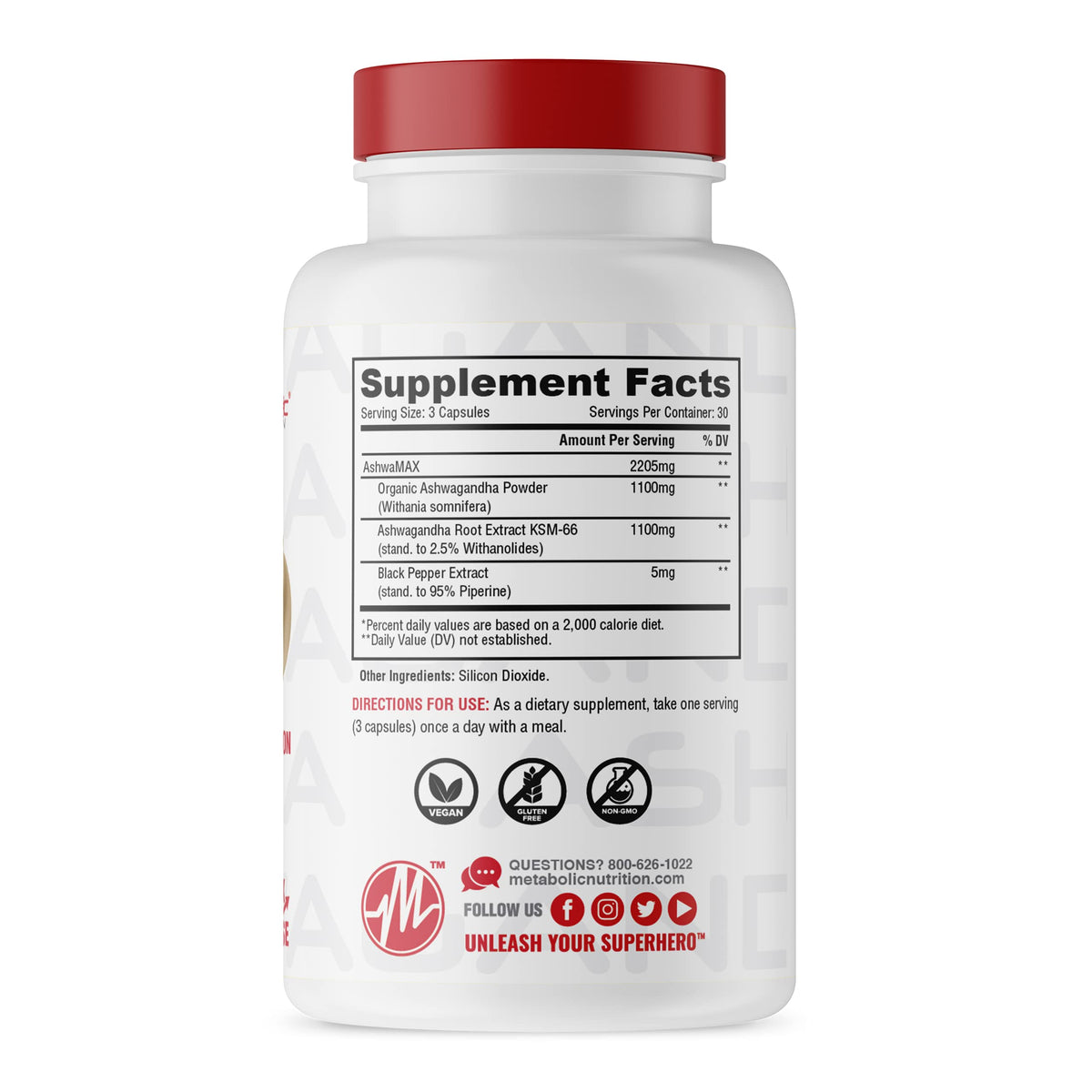 Metabolic Nutrition Ashwagandha 2200mg Stress Relief - 90 Capsules - image 2
