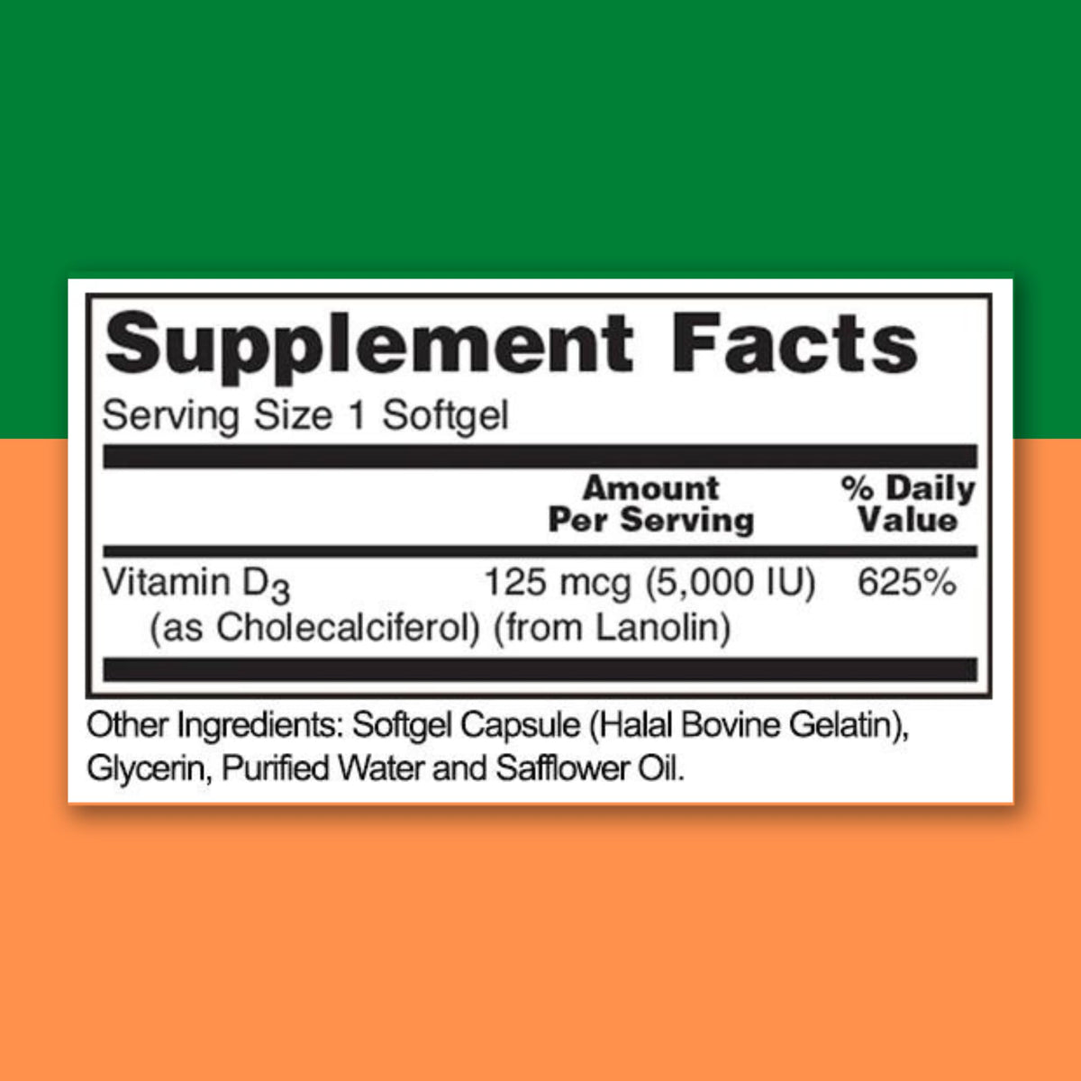 Zaytun Halal Vitamin D3 5000 IU Immune Support - 180 Softgels - image 2