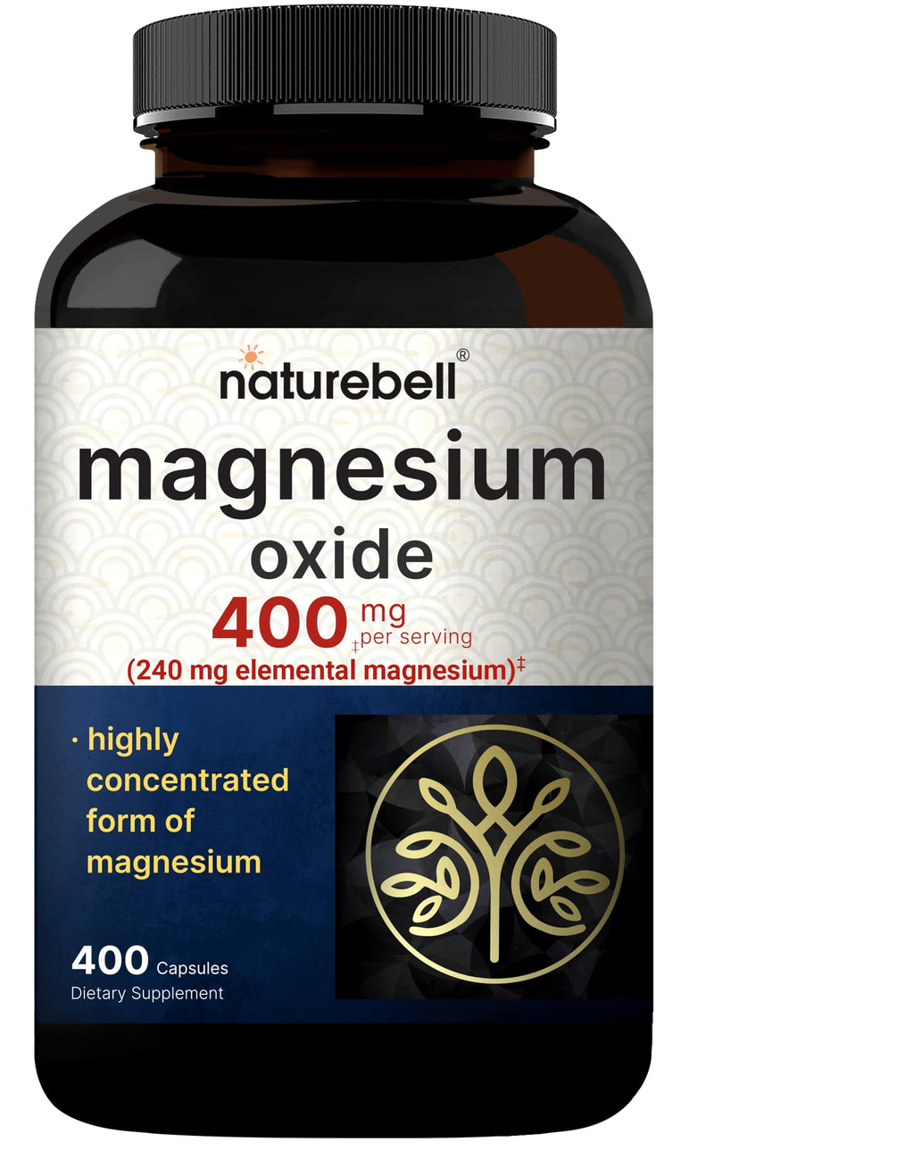 NatureBell Magnesium Oxide 400mg - 400 Capsules