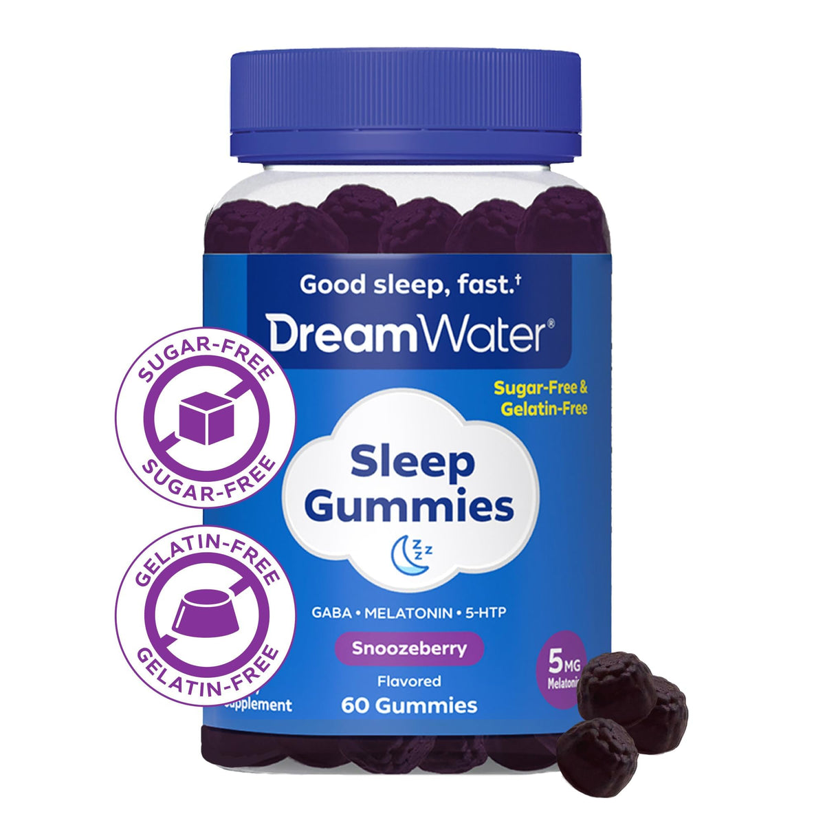 Dream Water Sleep Gummies with Melatonin & GABA - 60 Count - image 3