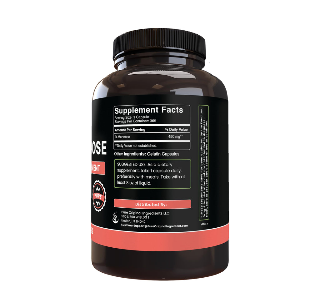 PURE ORIGINAL INGREDIENTS D-Mannose - 365 Capsules - image 2