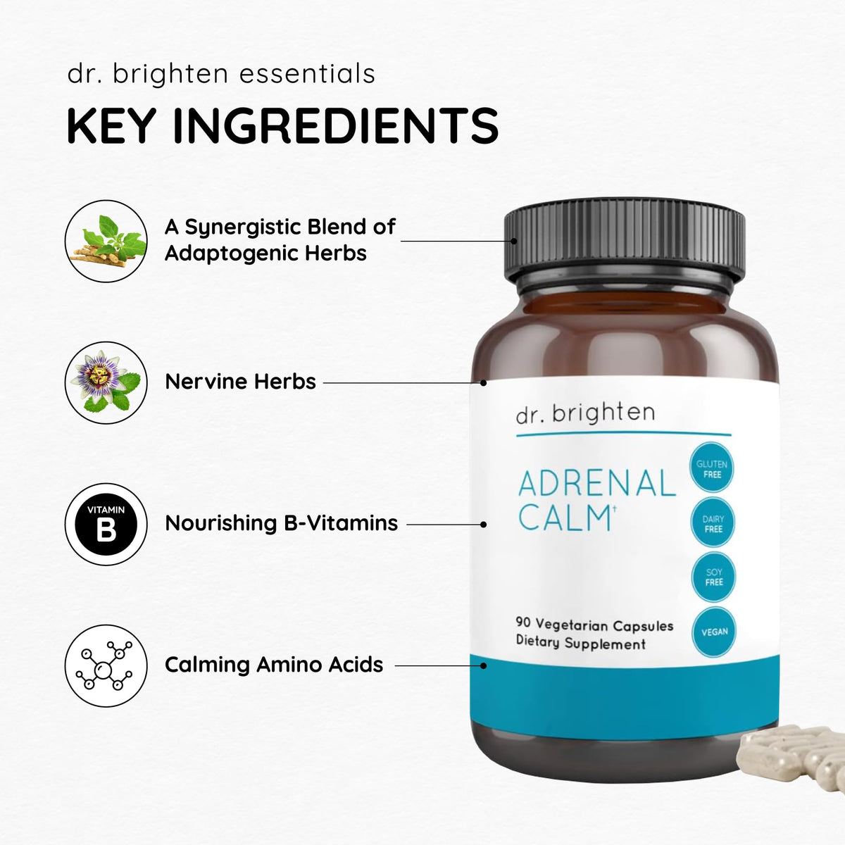 Dr. Brighten Adrenal Calm Stress Relief Capsules - 90 Capsules - image 4