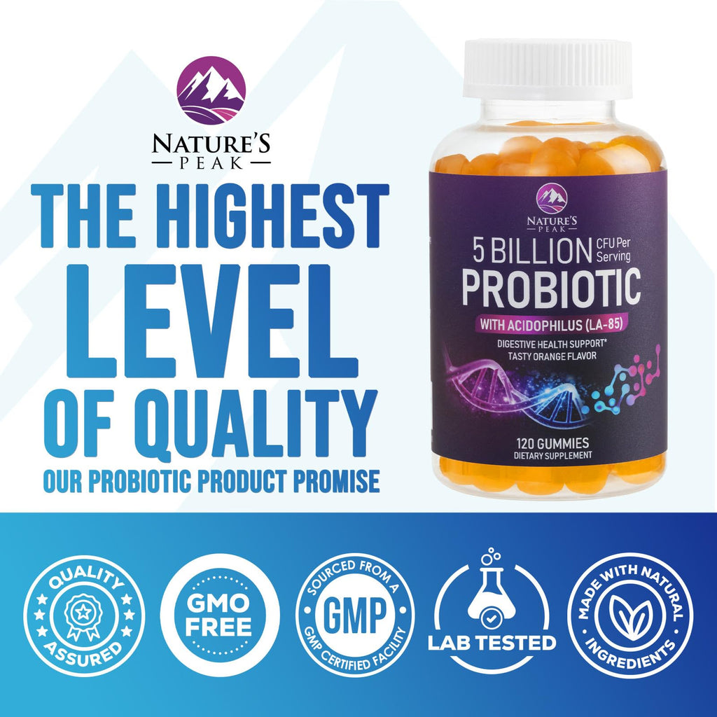 Nature's Peak Probiotic Gummies - 5 Billion CFU - Advanced Probiotics