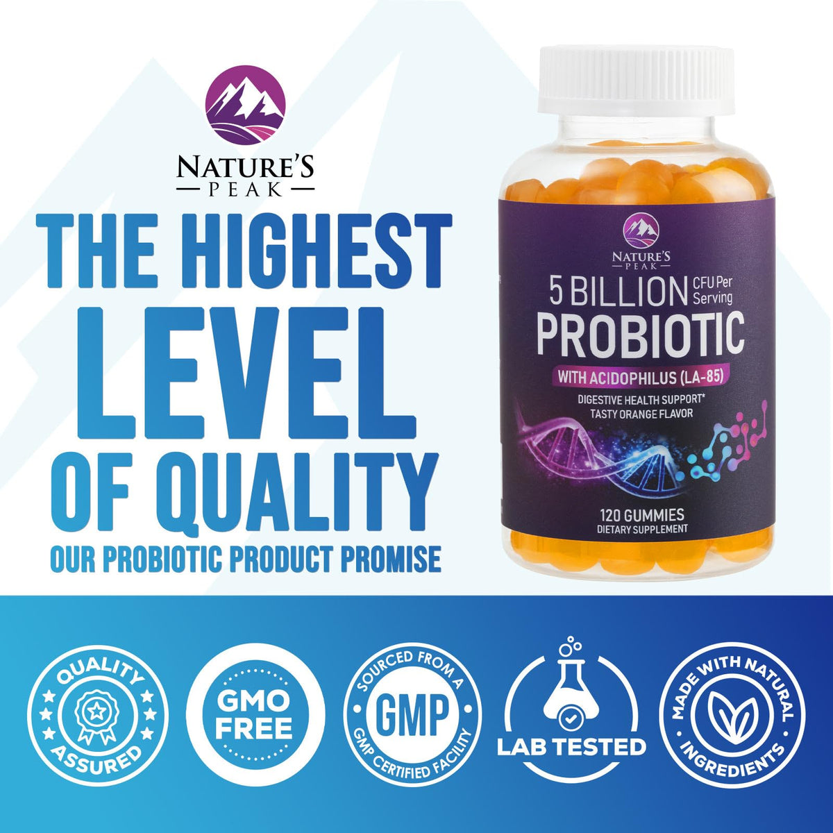 Nature's Peak Probiotic Gummies - 5 Billion CFU - Advanced Probiotics