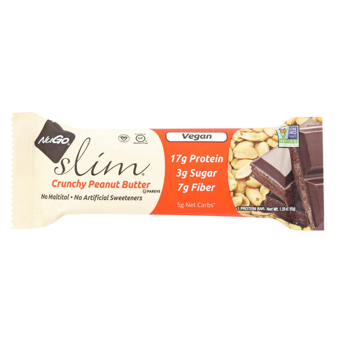 NuGo Nutrition Bar Slim Crunchy Peanut Butter - 12 Bars