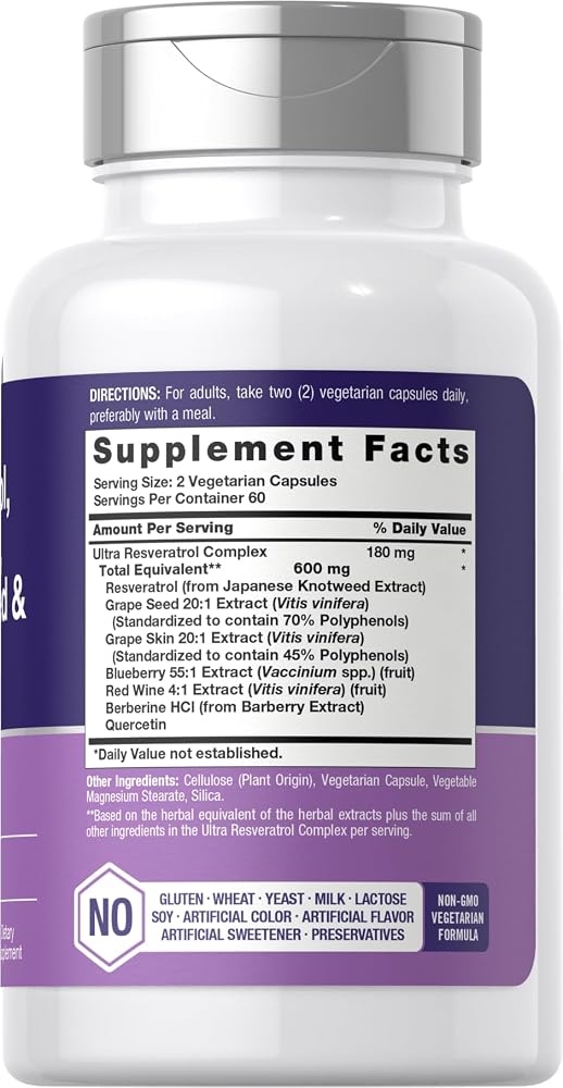 Horbäach Resveratrol Berberine Grape Seed & Quercetin - 120 Capsules - image 2
