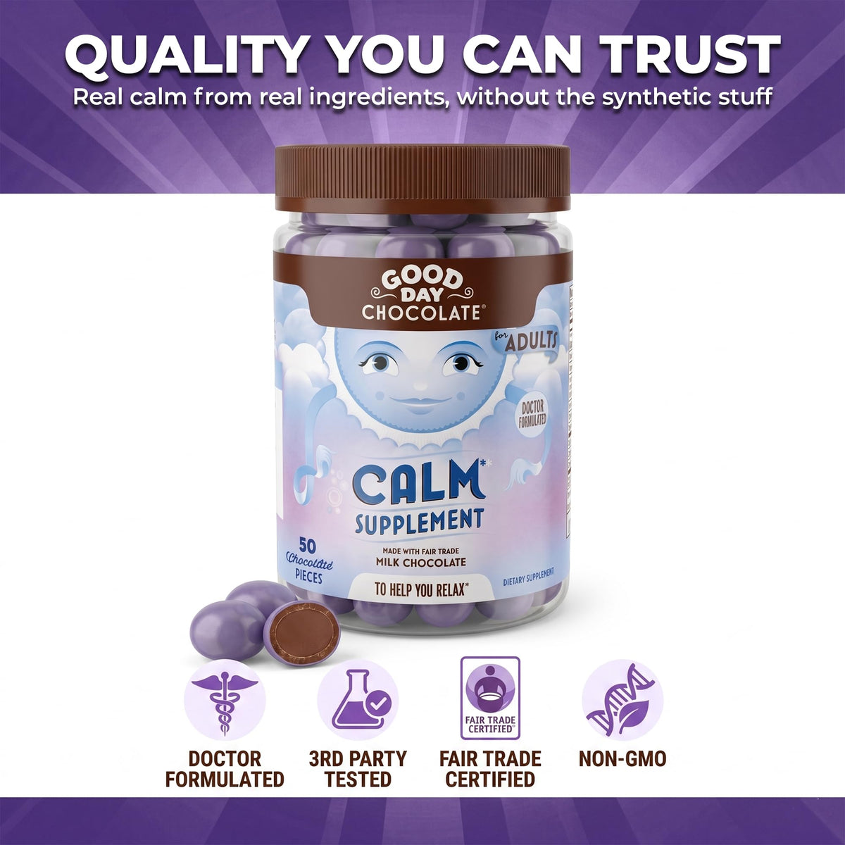 Good Day Chocolate Natural Calming Supplement for Adults