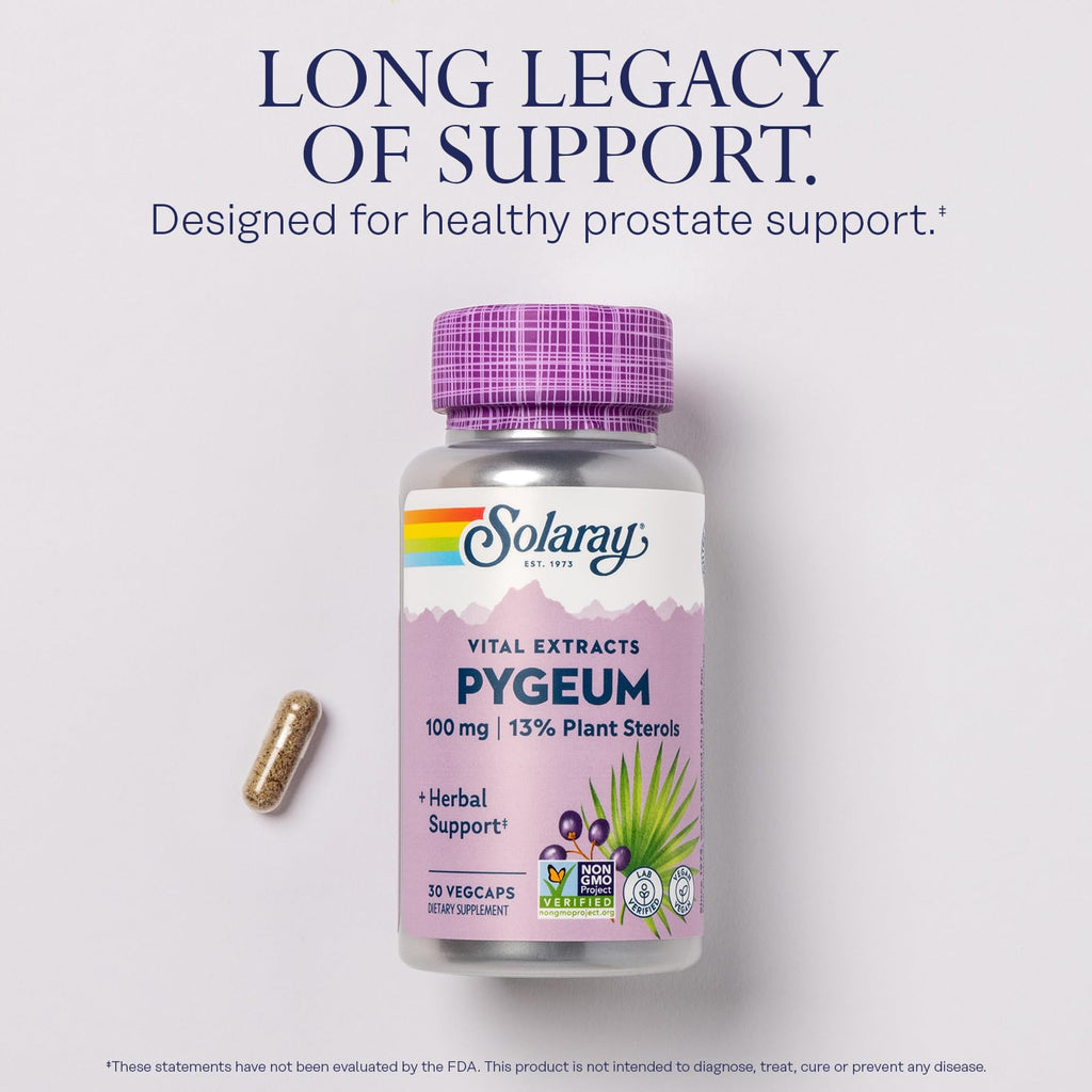 SOLARAY Pygeum Bark Extract 100mg Prostate Support - 30 Vegetarian Capsules - image 3