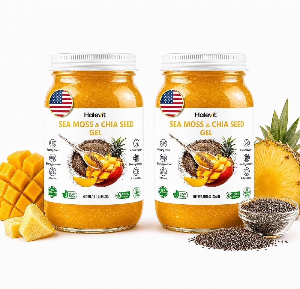 Halevit Sea Moss Gel with Ground Chia Seeds, Sea Moss Gel Organic Raw