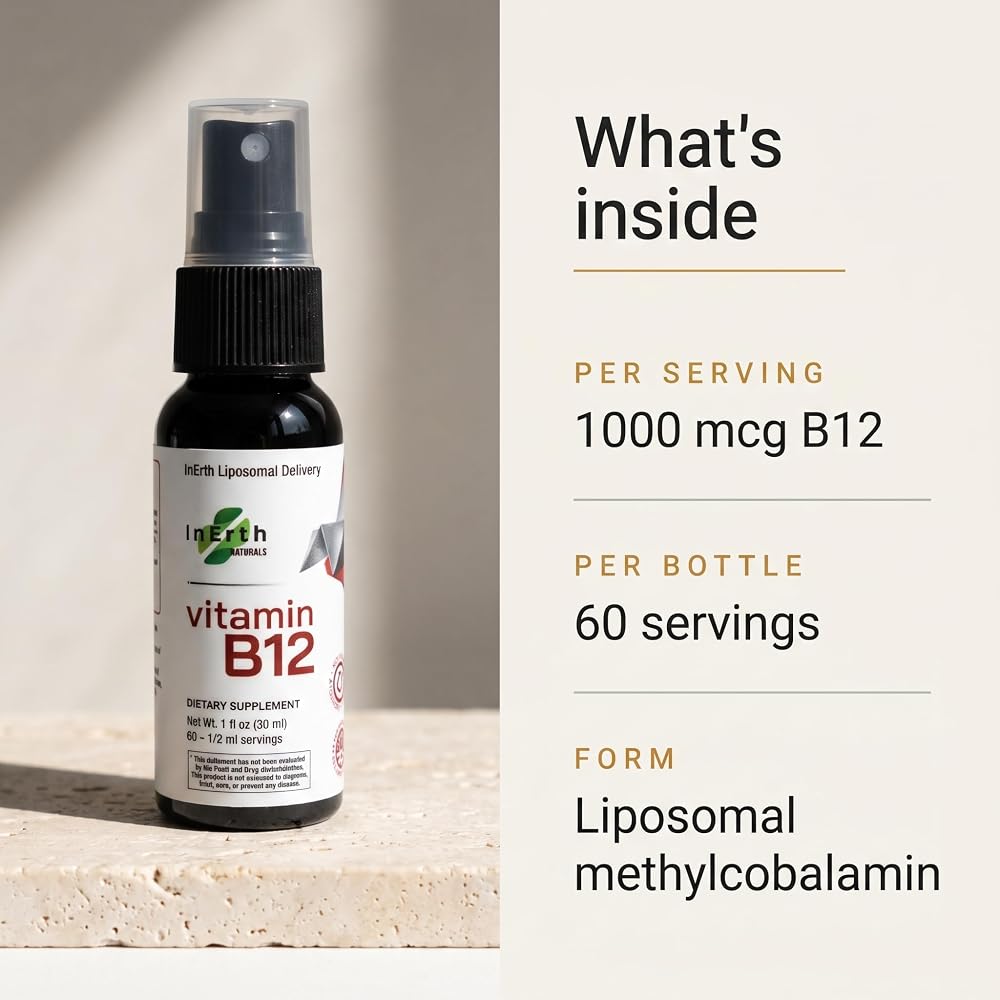 Inerth Naturals Liposomal B12 Spray 1000 mcg - 60 Day Supply - image 2