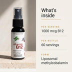 Inerth Naturals Liposomal B12 Spray 1000 mcg - 60 Day Supply - image 2