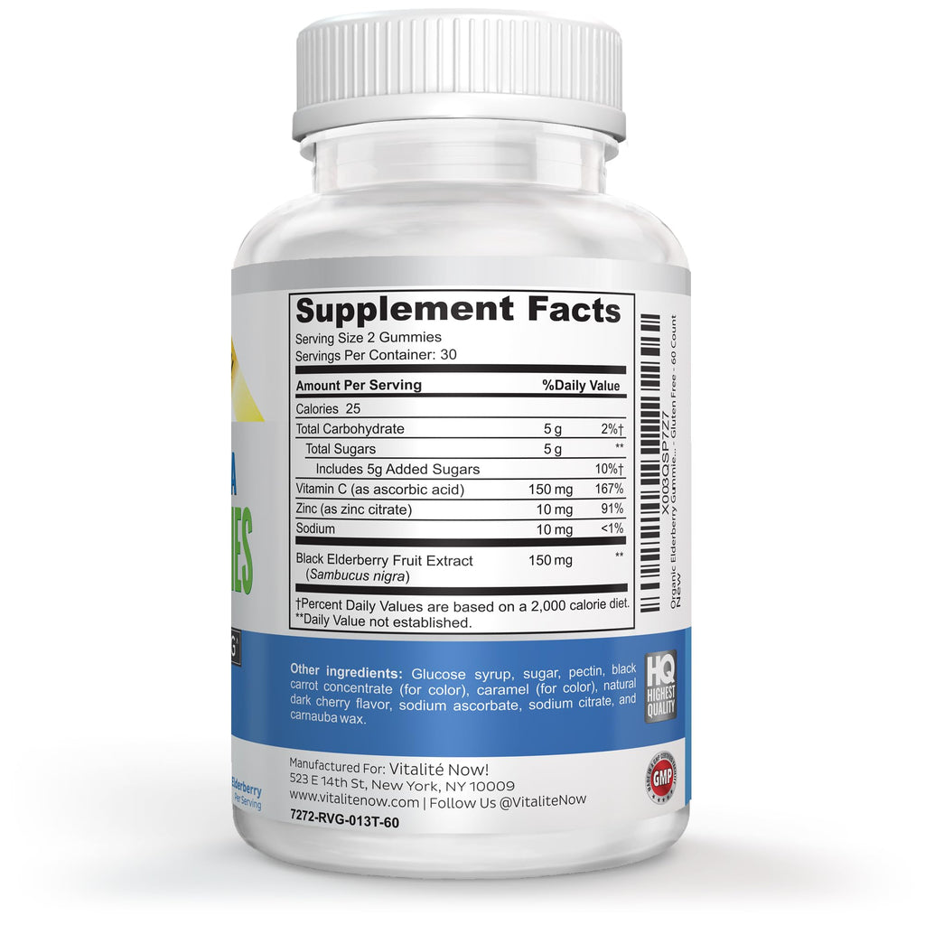 Vitalité Now! Organic Elderberry Gummies Immune Support - 60 Count - image 3